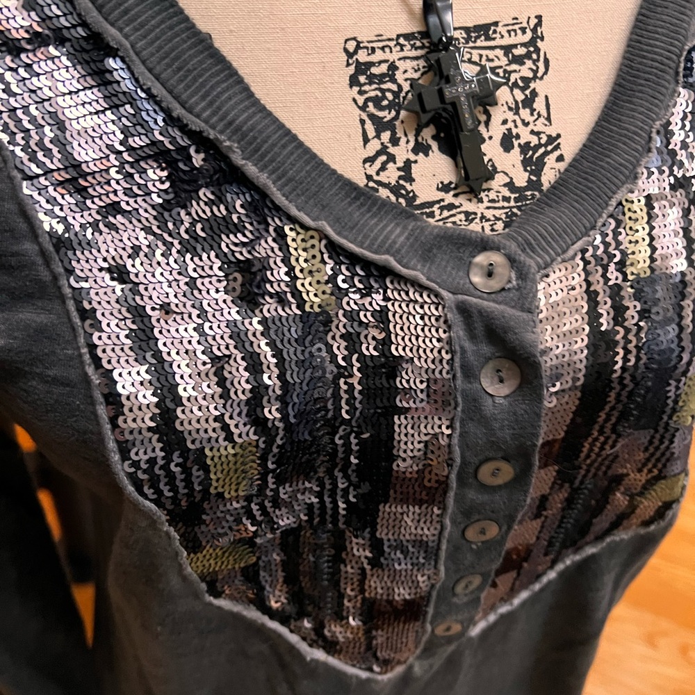 Free People Charcoal Knit Top